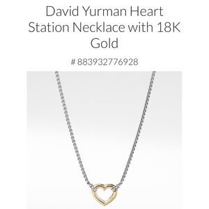 David Yurman Heart Station Necklace with 18K Gold - USED
